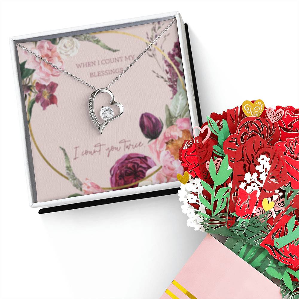 Forever Love Necklace + Sweet Devotion Flower Bouquet Bundle