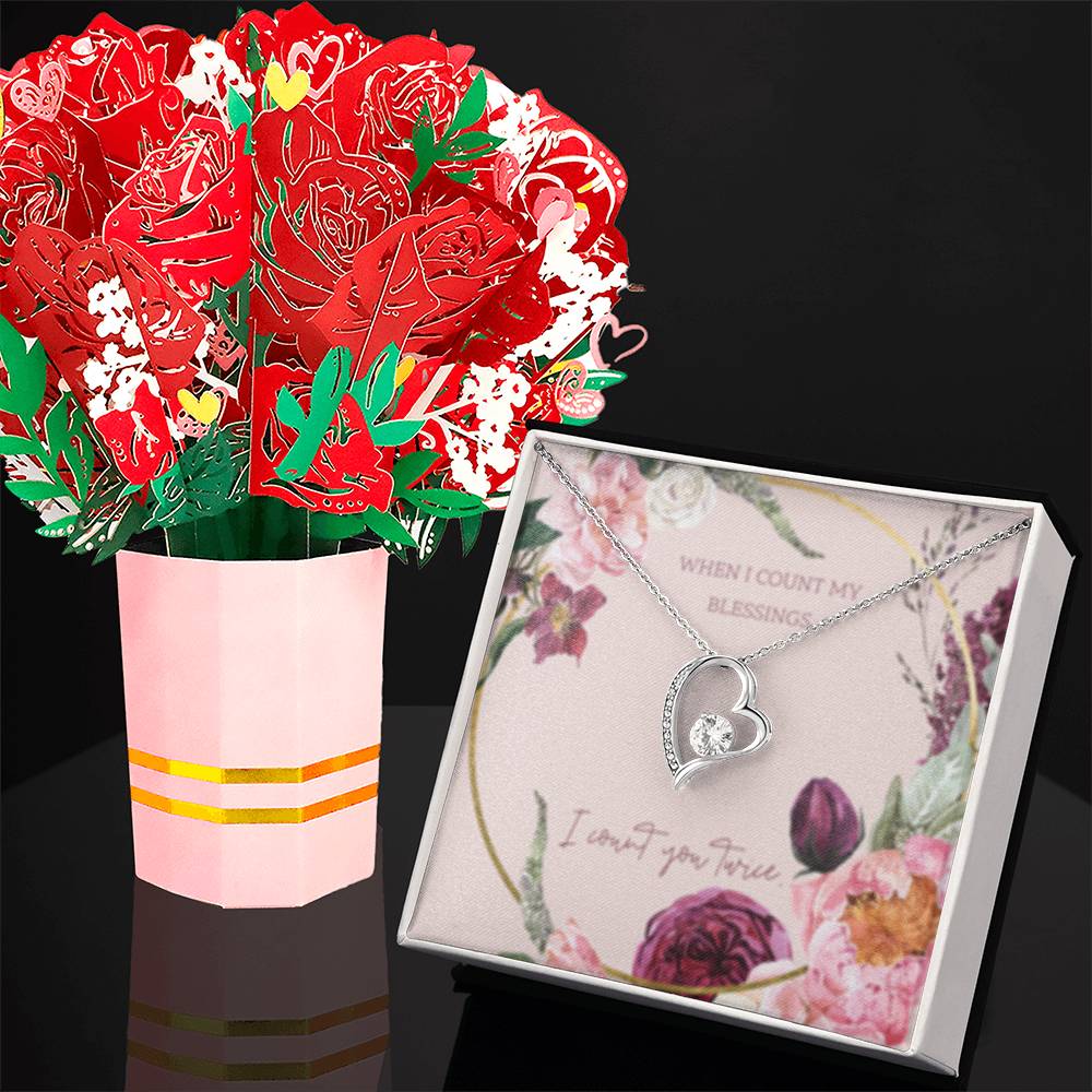 Forever Love Necklace + Sweet Devotion Flower Bouquet Bundle