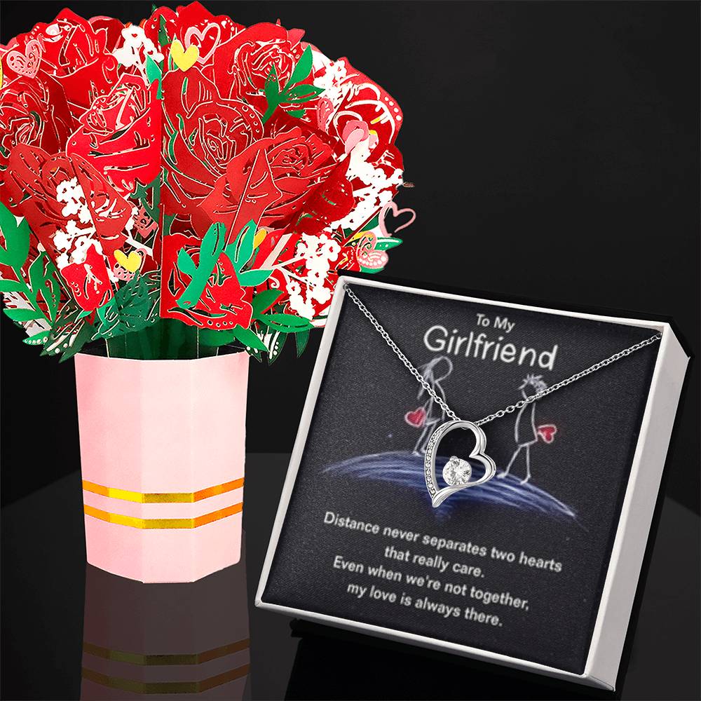 Forever Love Necklace + Sweet Devotion Flower Bouquet Bundle