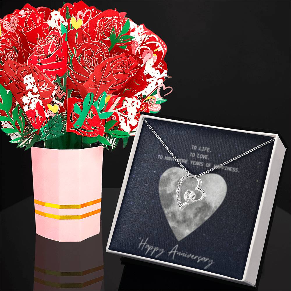 Forever Love Necklace + Sweet Devotion Flower Bouquet Bundle