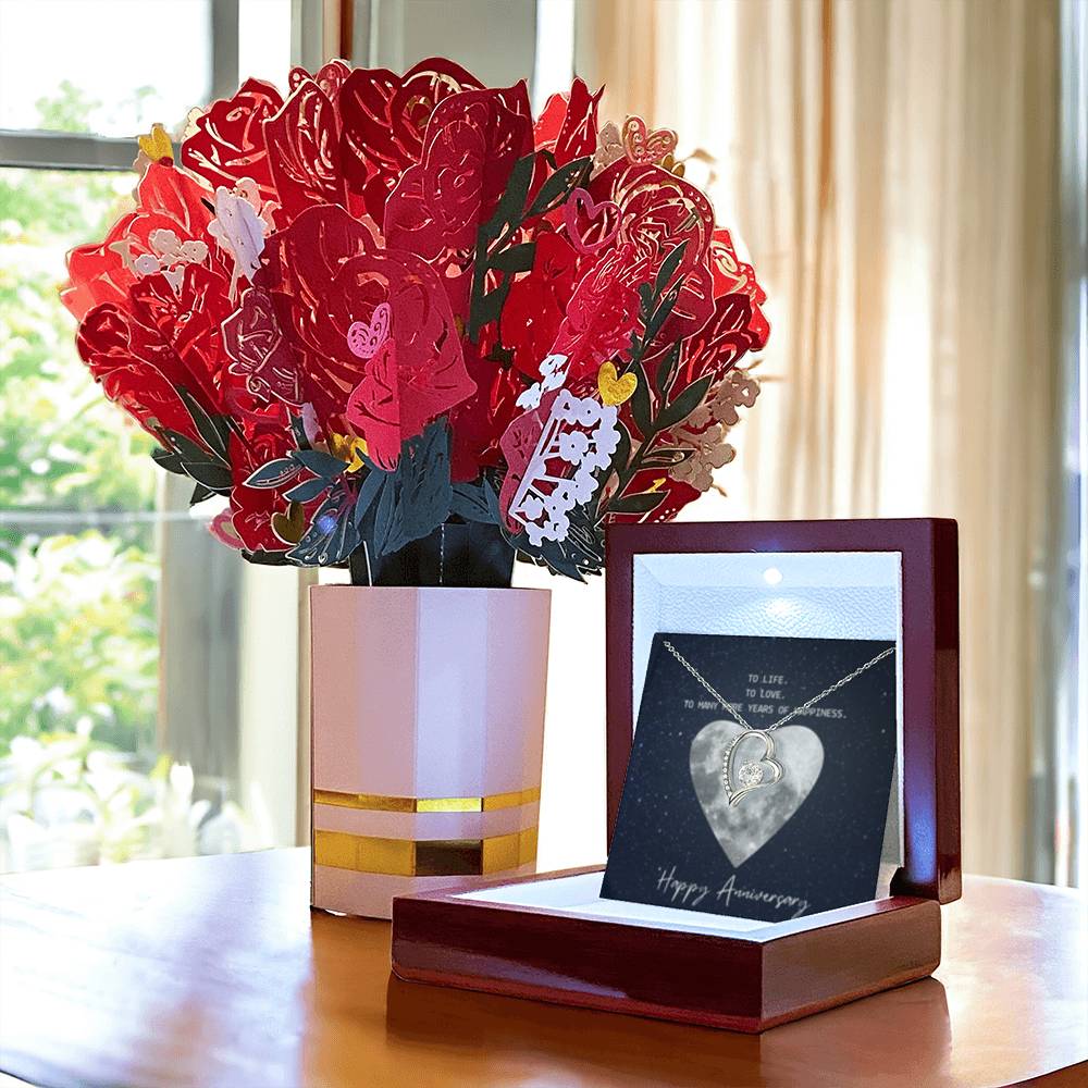 Forever Love Necklace + Sweet Devotion Flower Bouquet Bundle