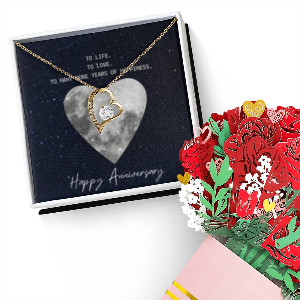 Forever Love Necklace + Sweet Devotion Flower Bouquet Bundle