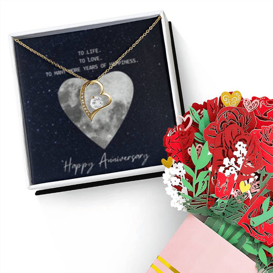 Forever Love Necklace + Sweet Devotion Flower Bouquet Bundle