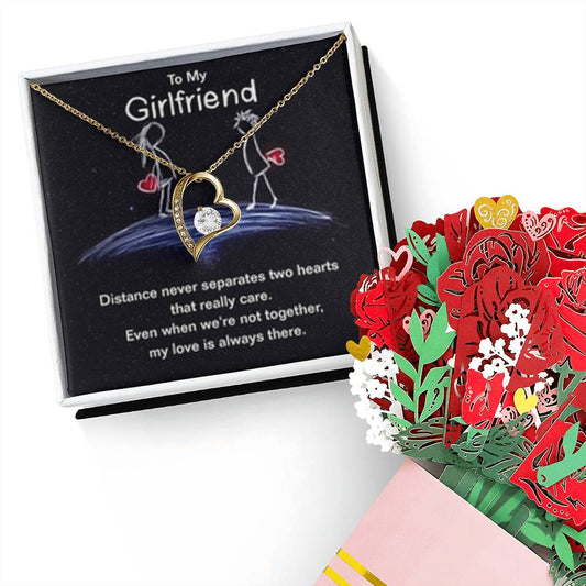 Forever Love Necklace + Sweet Devotion Flower Bouquet Bundle