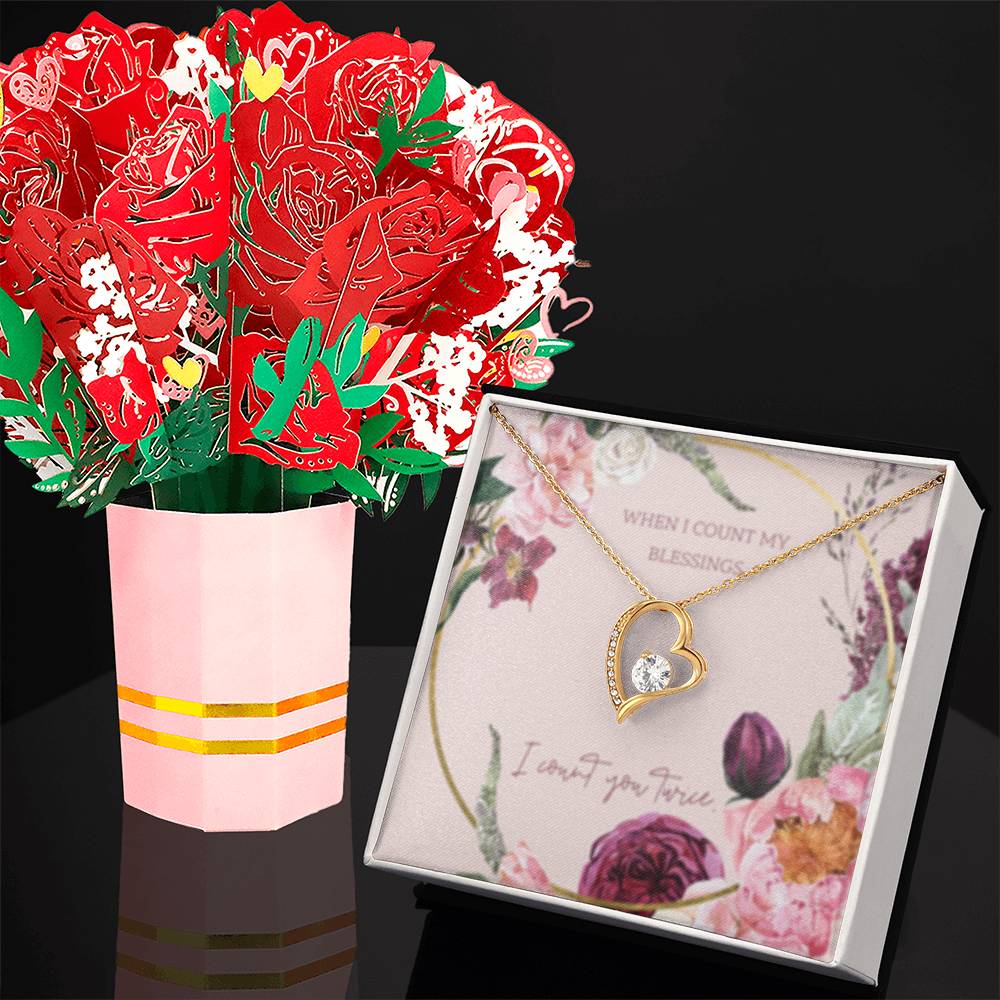 Forever Love Necklace + Sweet Devotion Flower Bouquet Bundle