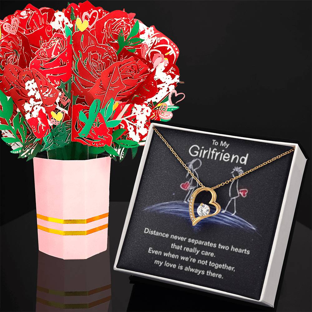 Forever Love Necklace + Sweet Devotion Flower Bouquet Bundle
