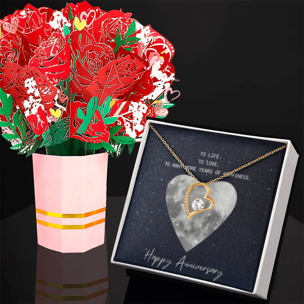 Forever Love Necklace + Sweet Devotion Flower Bouquet Bundle